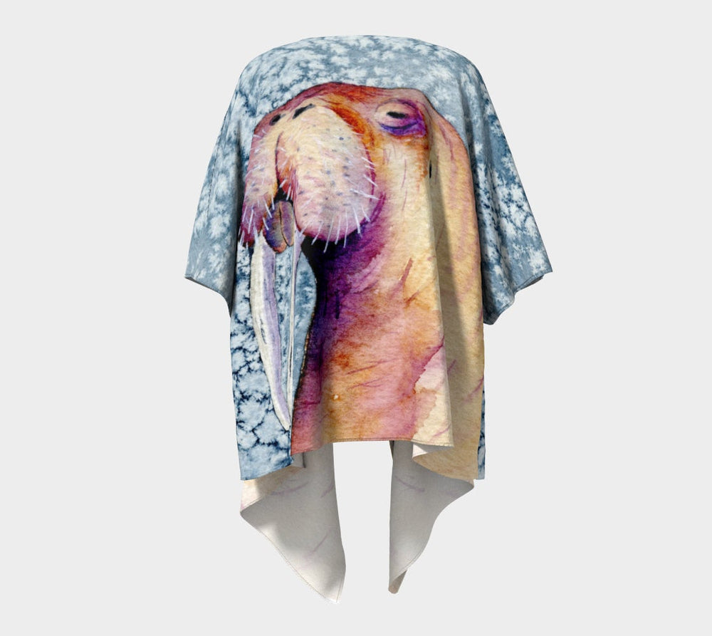 Draped Kimono - Walrus Watercolour Painting - Designer Clothing Brazen Design Studio Rosy Brown