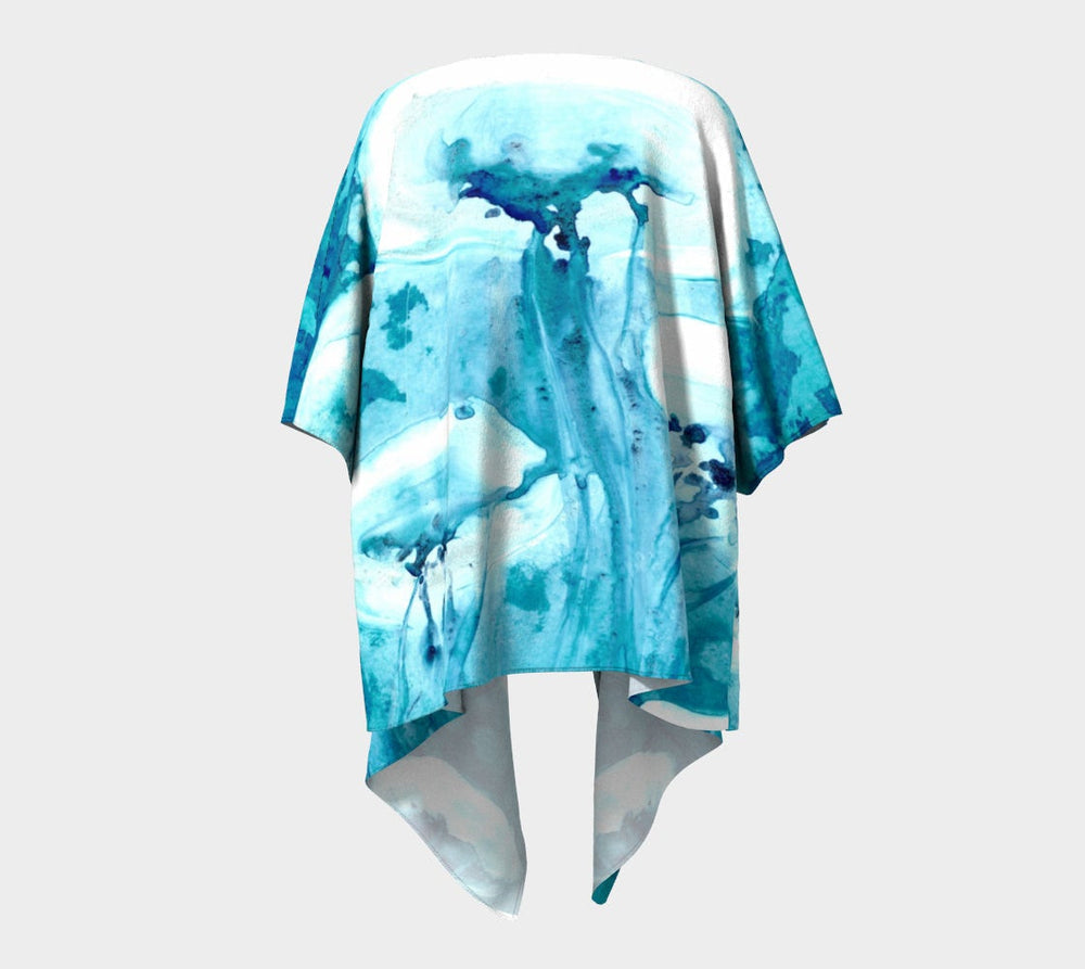 Draped Kimono - Jellyfish Watercolour Painting - Designer Clothing Brazen Design Studio Sky Blue