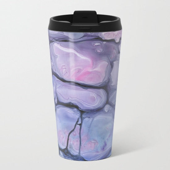 Travel Mug - Ceramic or Metal Coffee Cup - Purple Abstract  - Stainless Steel Metal Coffee Cup Brazen Design Studio Dark Gray