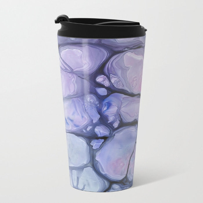 Travel Mug - Ceramic or Metal Coffee Cup - Purple Abstract  - Stainless Steel Metal Coffee Cup Brazen Design Studio Dark Gray