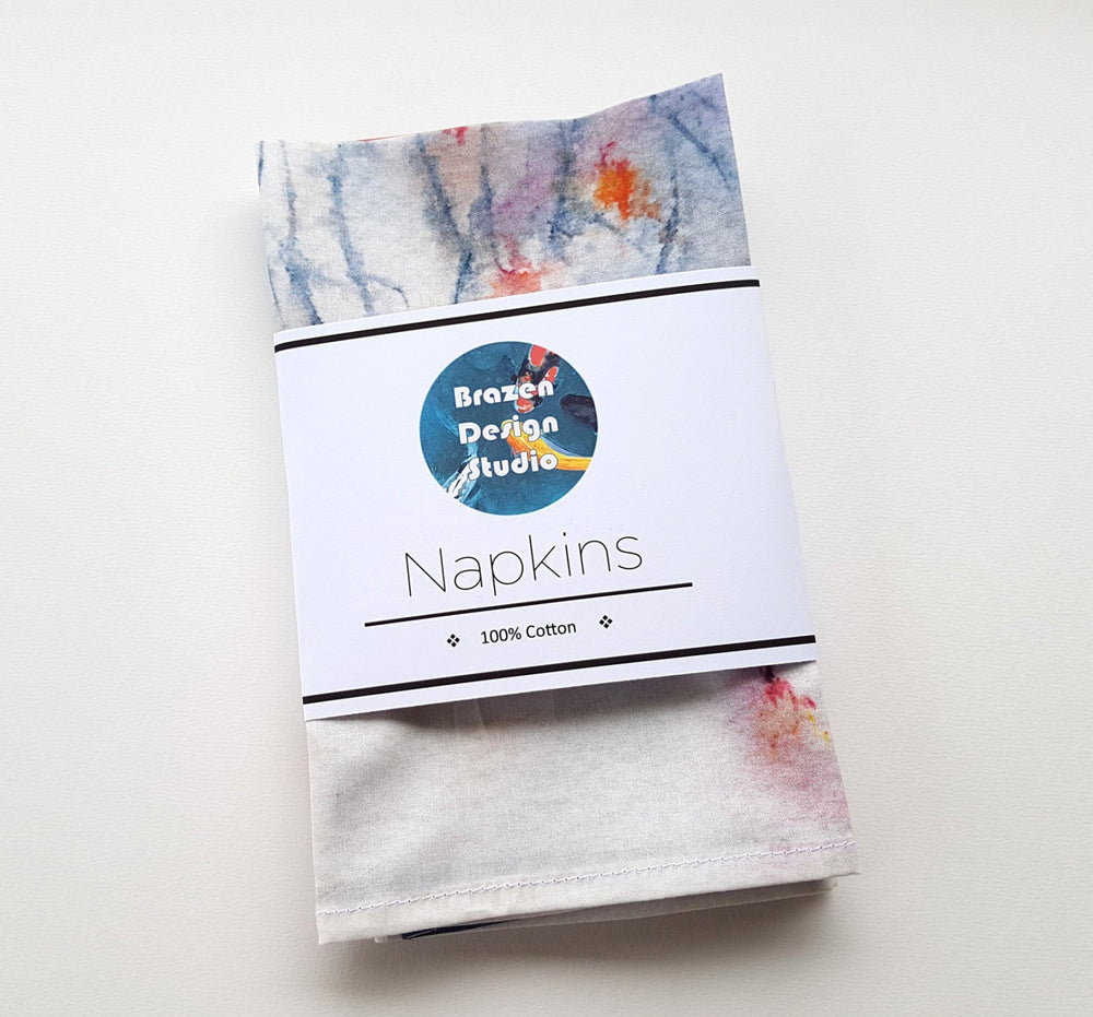 Large Cloth Napkins - Wildflowers Painting - Fine Dining Textiles Brazen Design Studio Slate Gray