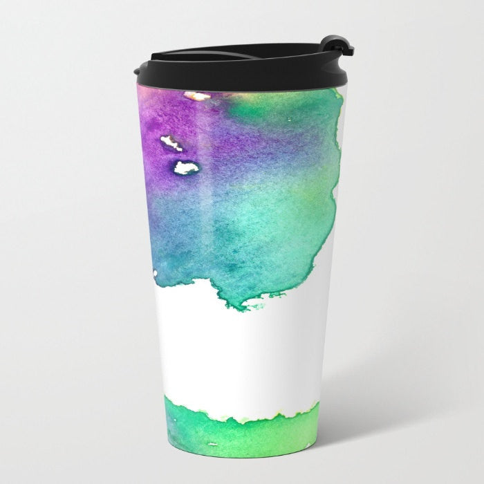 Travel Mug - Ceramic or Metal Coffee Cup - Hue Tree  - Stainless Steel Metal Coffee Cup Brazen Design Studio Medium Aquamarine