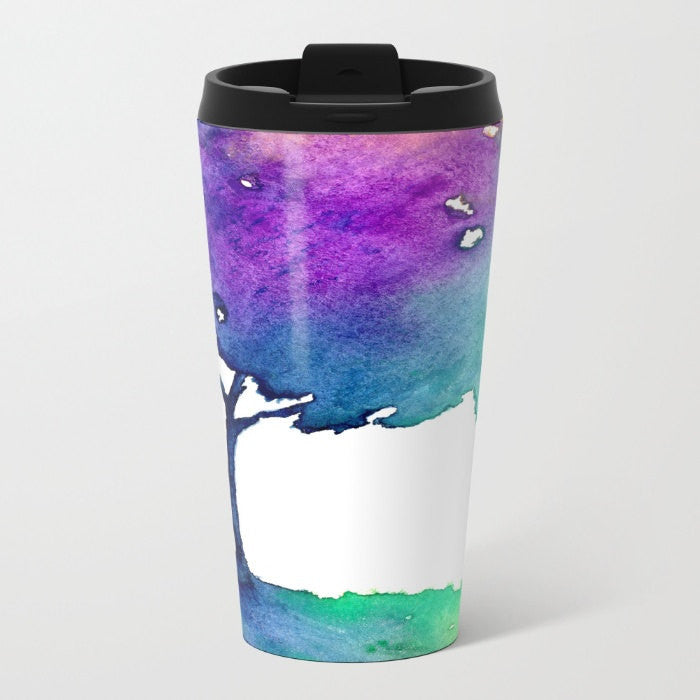 Travel Mug - Ceramic or Metal Coffee Cup - Hue Tree  - Stainless Steel Metal Coffee Cup Brazen Design Studio Dark Orchid