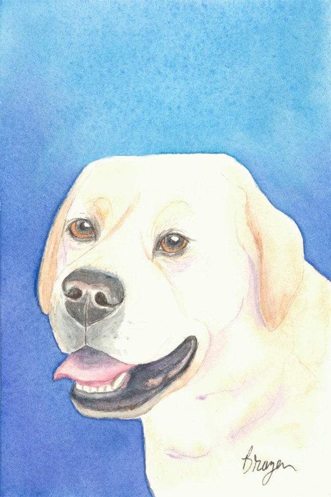 Custom Pet Portrait - Original Watercolour - Commissioned Painting from Your Photographs Brazen Design Studio Sky Blue