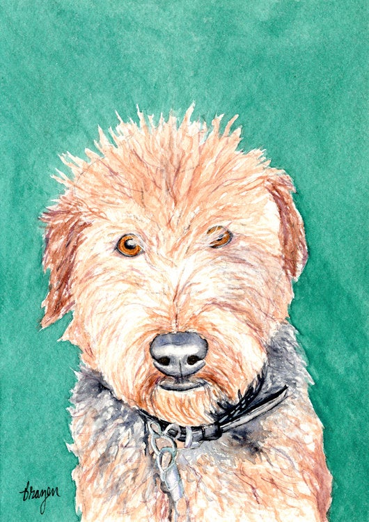 Custom Pet Portrait - Original Watercolour - Commissioned Painting from Your Photographs Brazen Design Studio Bisque