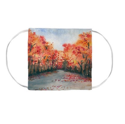 Autumn Journey Watercolour Painting - Washable Reusable Fabric Face Mask Brazen Design Studio Salmon