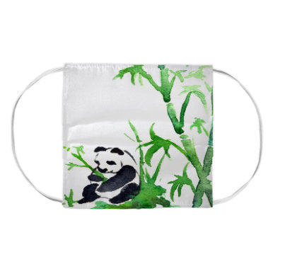 Panda Bamboo Wildlife Watercolour Painting - Washable Reusable Fabric Face Mask Brazen Design Studio Lavender