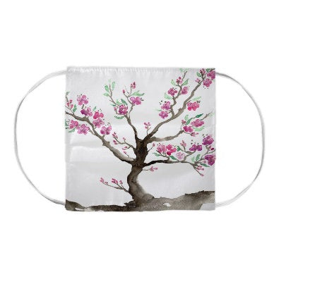 Sakura Tree Cherry Blossom Watercolour Painting - Washable Reusable Fabric Face Mask Brazen Design Studio Lavender