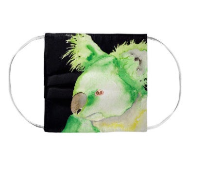 Koala Wildlife Watercolour Painting - Washable Reusable Fabric Face Mask Brazen Design Studio Gray