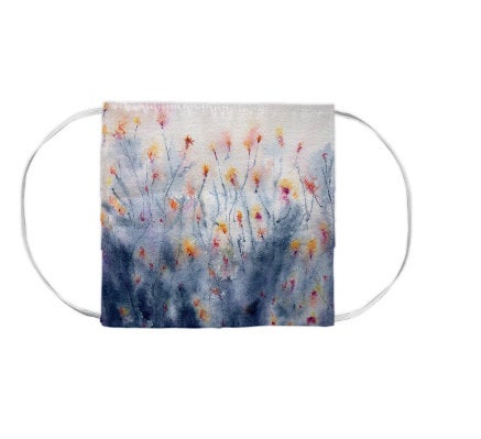 Wildflowers Floral Watercolour Painting - Washable Reusable Fabric Face Mask Brazen Design Studio Gray
