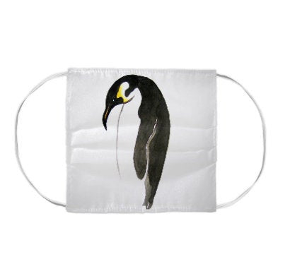 Emperor Penguin Bird Wildlife Watercolour Painting - Washable Reusable Fabric Face Mask Brazen Design Studio Lavender