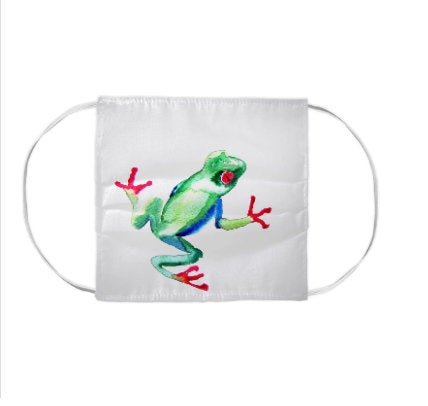 Tree Frog Wildlife Watercolour Painting - Washable Reusable Fabric Face Mask Brazen Design Studio Lavender