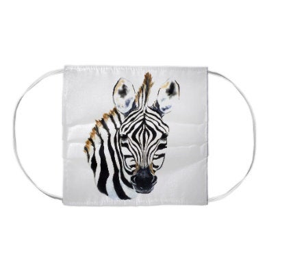 Zebra Horse Equine Wildlife Watercolour Painting - Washable Reusable Fabric Face Mask Brazen Design Studio Lavender