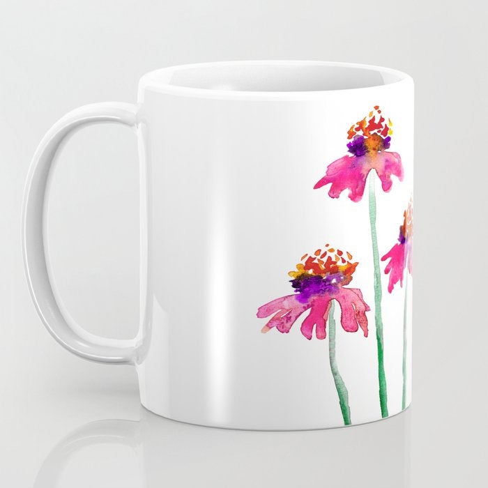 Artistic Echinacea Floral Coffee Mug - Kitchen Decor Mug Drinkware Brazen Design Studio Violet Red