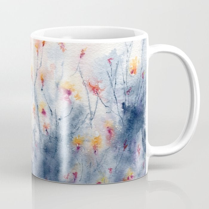 Artistic Wildflowers Floral Coffee Mug - Kitchen Decor Mug Drinkware Brazen Design Studio Gray