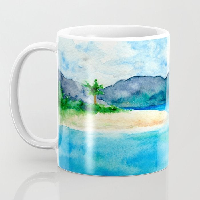 Artistic Caribbean Coffee Mug - Kitchen Decor Mug Drinkware Brazen Design Studio Cadet Blue