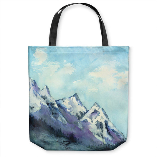 Rocky Mountains Tote Bag - Watercolor Painting - Shopping Bag Brazen Design Studio Light Steel Blue