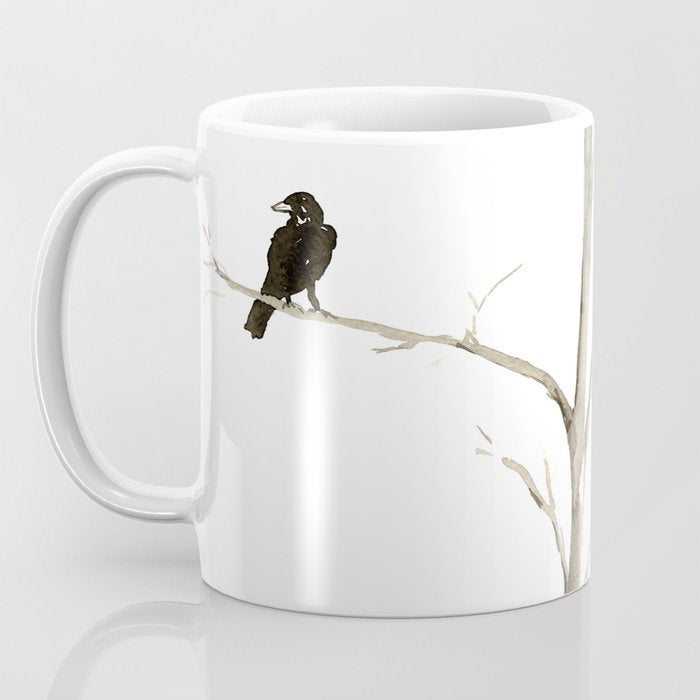 Artistic Raven in a Tree Coffee Mug - Kitchen Decor Mug Drinkware Brazen Design Studio Dark Slate Gray