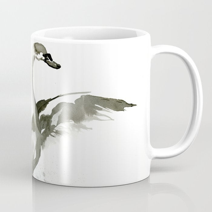 Artistic Swan Coffee Mug - Kitchen Decor Mug Drinkware Brazen Design Studio Dark Sea Green