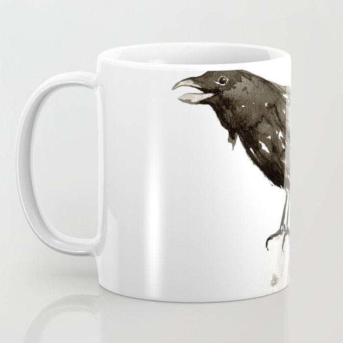 Artistic Raven Black Bird Coffee Mug - Kitchen Decor Mug Drinkware Brazen Design Studio Dark Olive Green