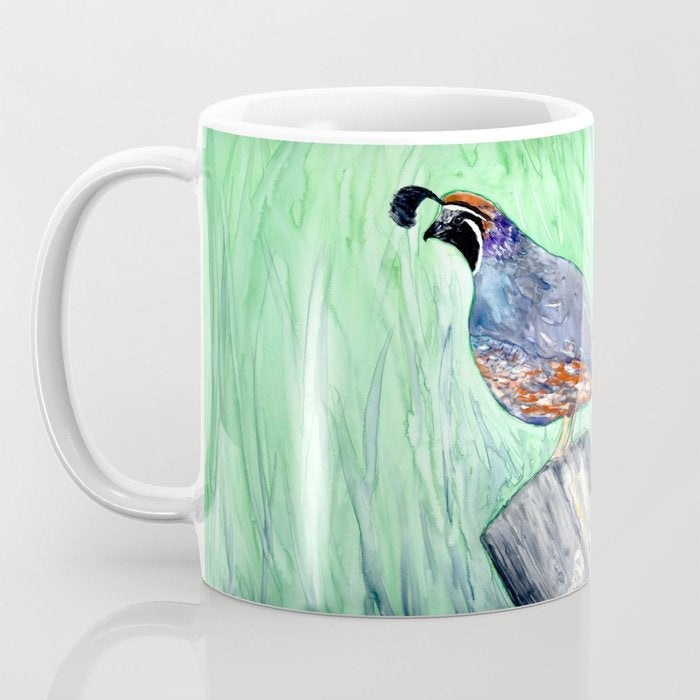 Artistic California Quail Bird Coffee Mug - Kitchen Decor Mug Drinkware Brazen Design Studio Gray