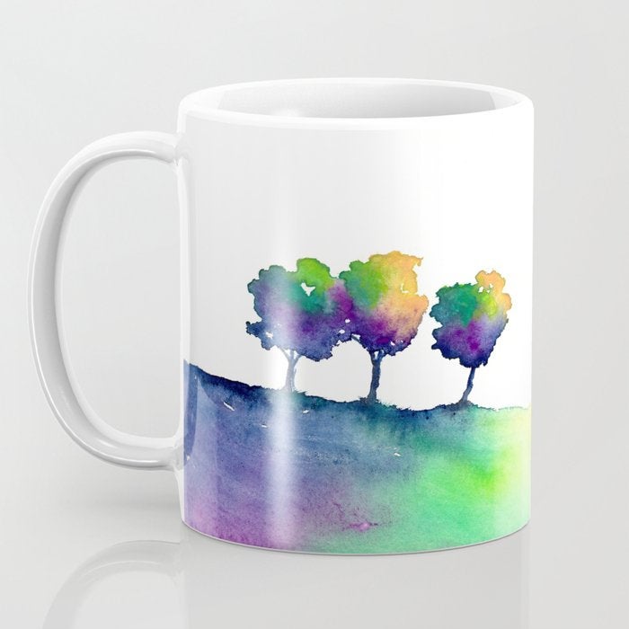 Artistic Hue Rainbow Trees Trio Coffee Mug - Kitchen Decor Mug Drinkware Brazen Design Studio Slate Gray