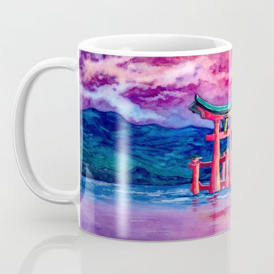 Artistic Japanese Temple Gate Tori Coffee Mug - Kitchen Decor Mug Drinkware Brazen Design Studio Dark Cyan