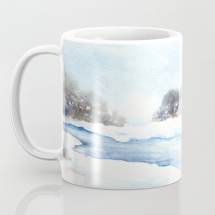 Artistic Winter Creek Coffee Mug - Kitchen Decor Mug Drinkware Brazen Design Studio Gray