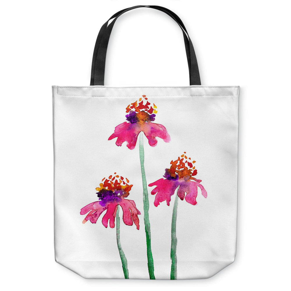 Echinacea Coneflowers Art Tote Bag -  Floral Watercolor Painting - Shopping Bag Brazen Design Studio Violet Red