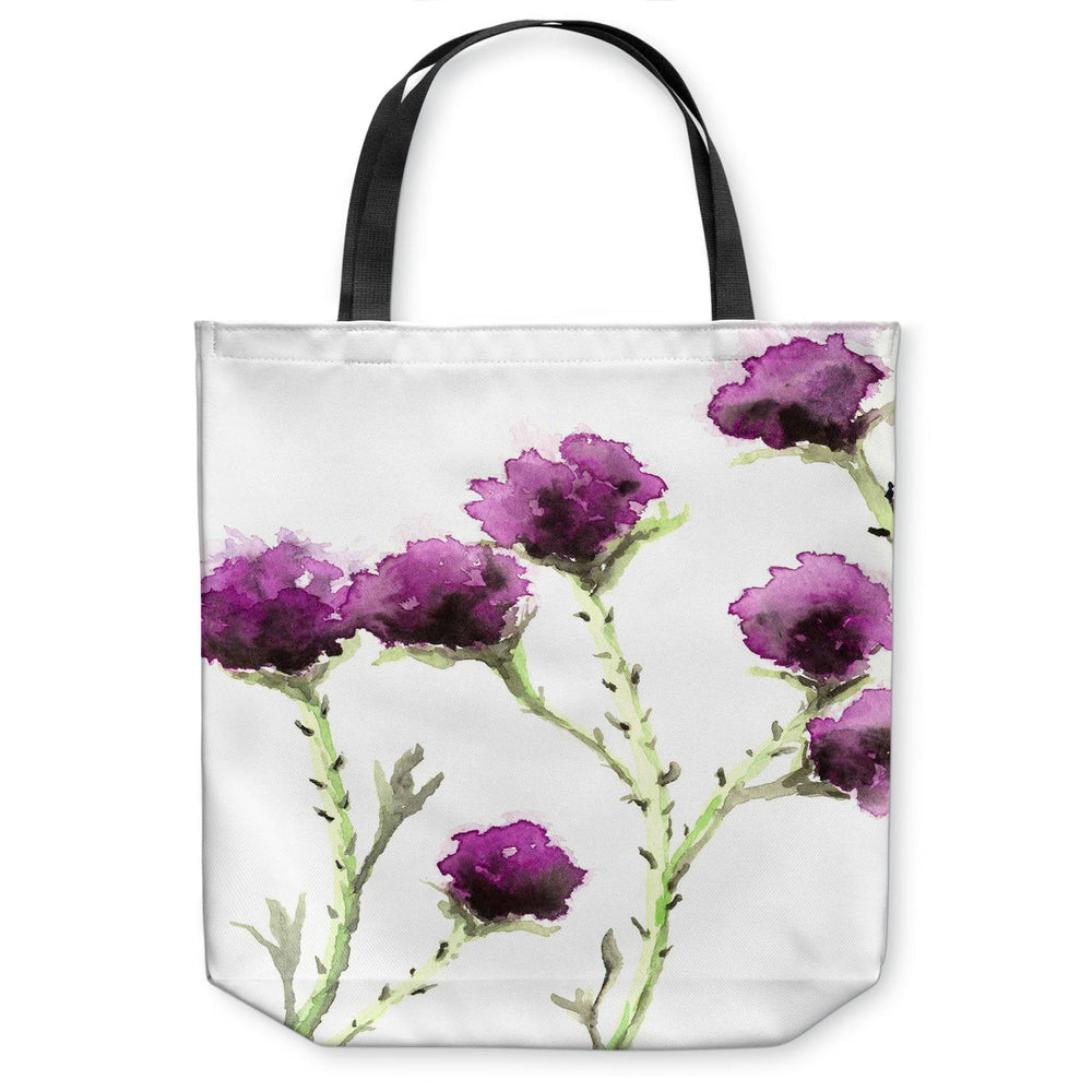 Milk Thistle Art Tote Bag -  Floral Watercolor Painting - Shopping Bag Brazen Design Studio Lavender