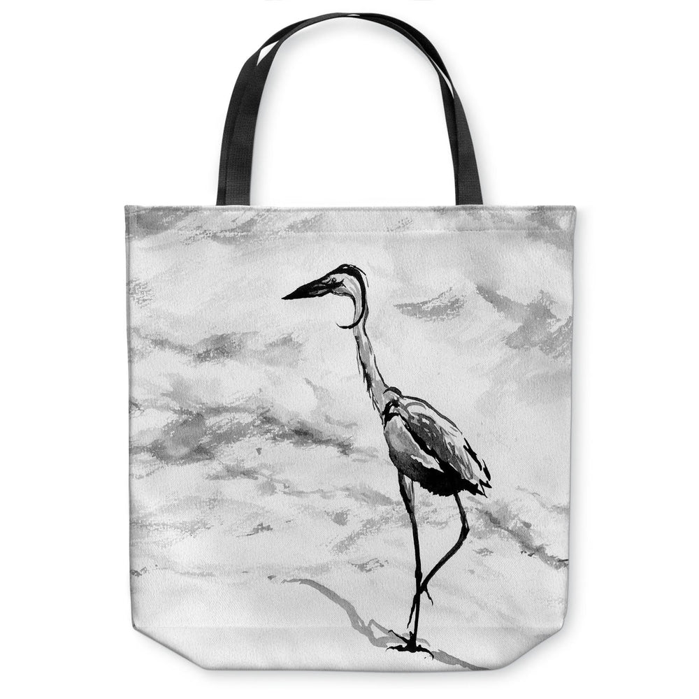 Crane Tote Bag -  Bird Watercolor Painting - Shopping Bag Brazen Design Studio Light Gray