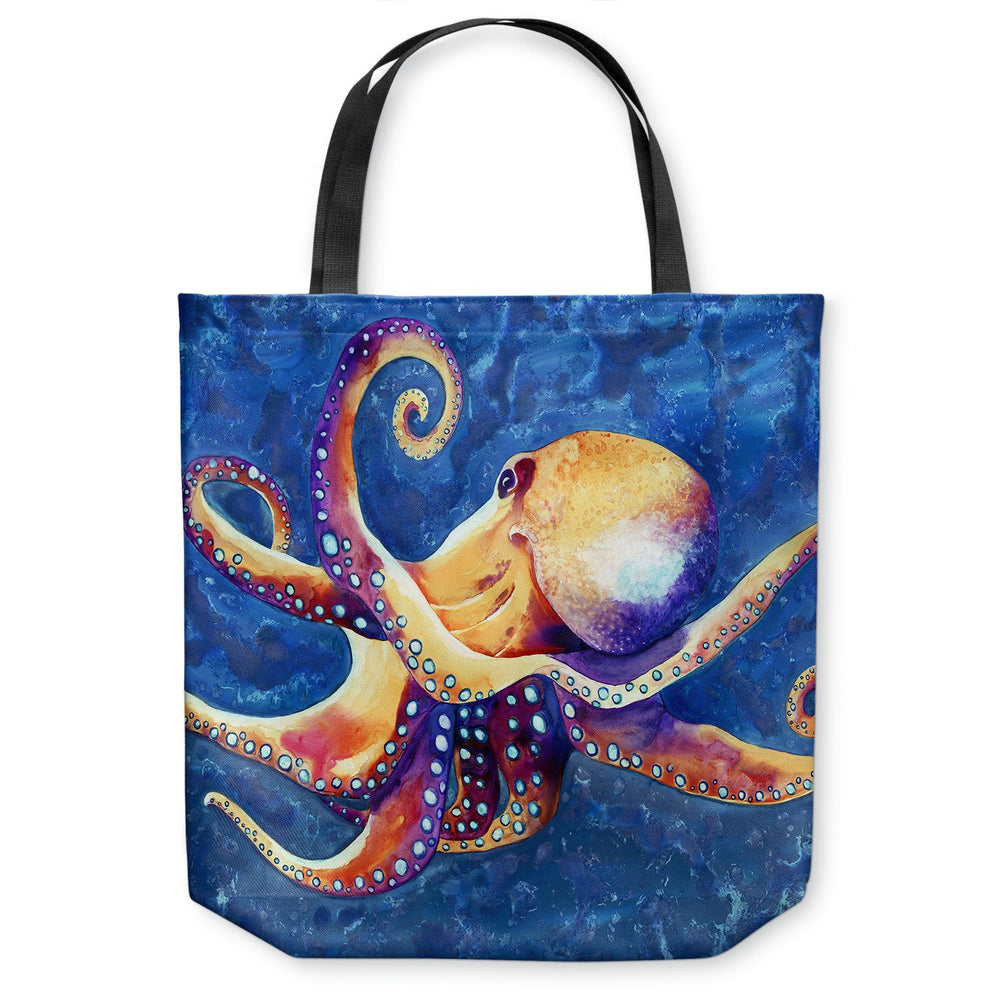 Octopus Ocean Wildlife Tote Bag - Watercolor Painting - Shopping Bag Brazen Design Studio Dark Slate Blue