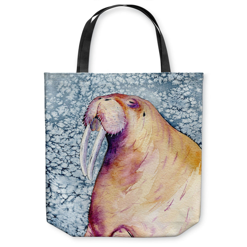 Walrus Ocean Wildlife Tote Bag - Watercolor Painting - Shopping Bag Brazen Design Studio Tan