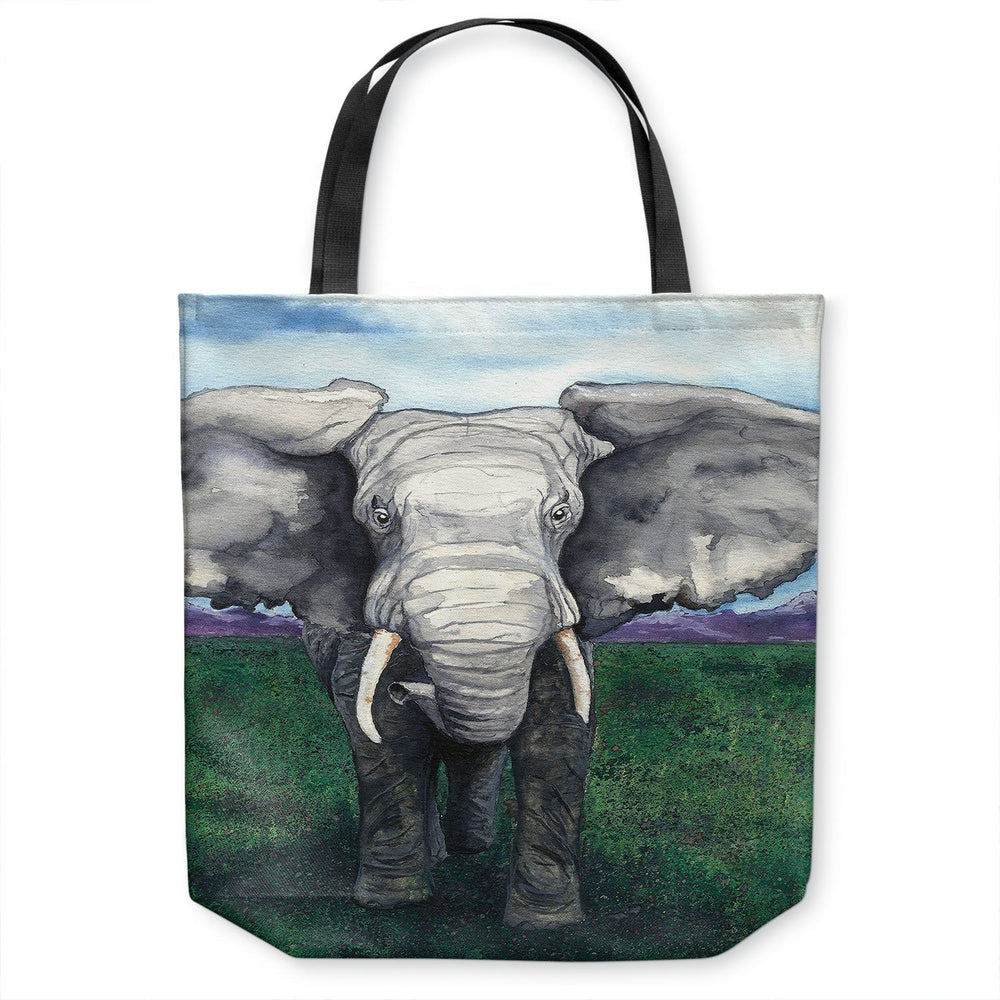Elephant Wildlife Tote Bag - Watercolor Painting - Shopping Bag Brazen Design Studio Gray