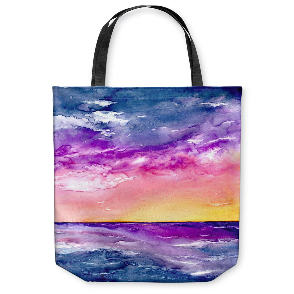 Sunset Tote Bag - Ocean Watercolor Painting - Shopping Bag Brazen Design Studio Medium Orchid