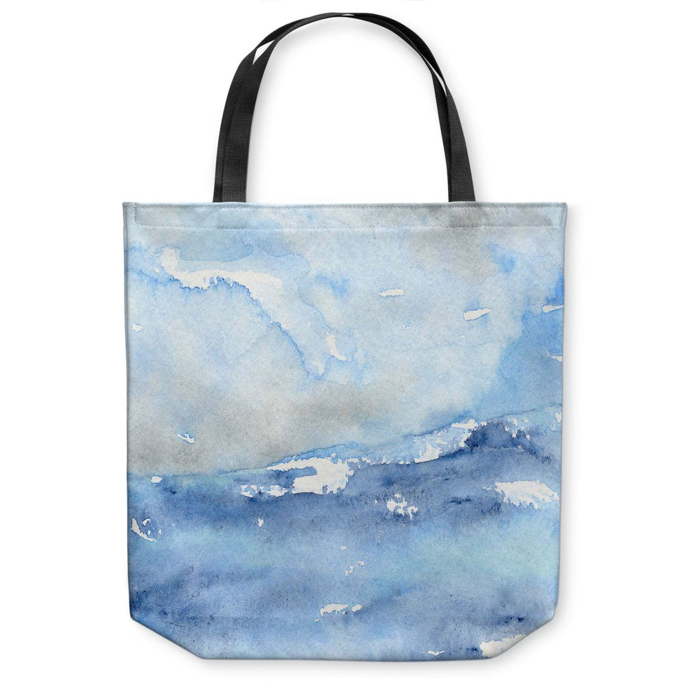 Ocean Wave Tote Bag - Water Watercolor Painting - Shopping Bag Brazen Design Studio Light Steel Blue