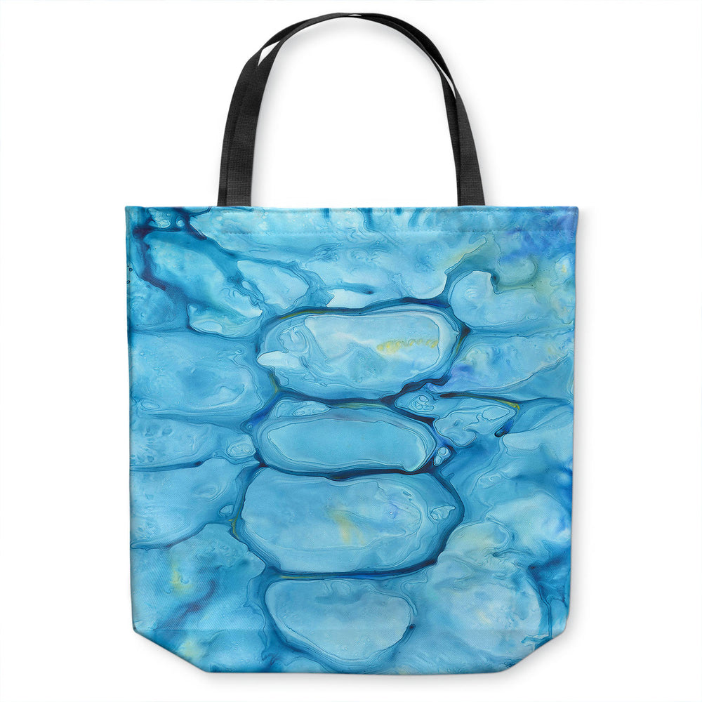 Blue Abstract Tote Bag - Water Watercolor Painting - Shopping Bag Brazen Design Studio Medium Turquoise