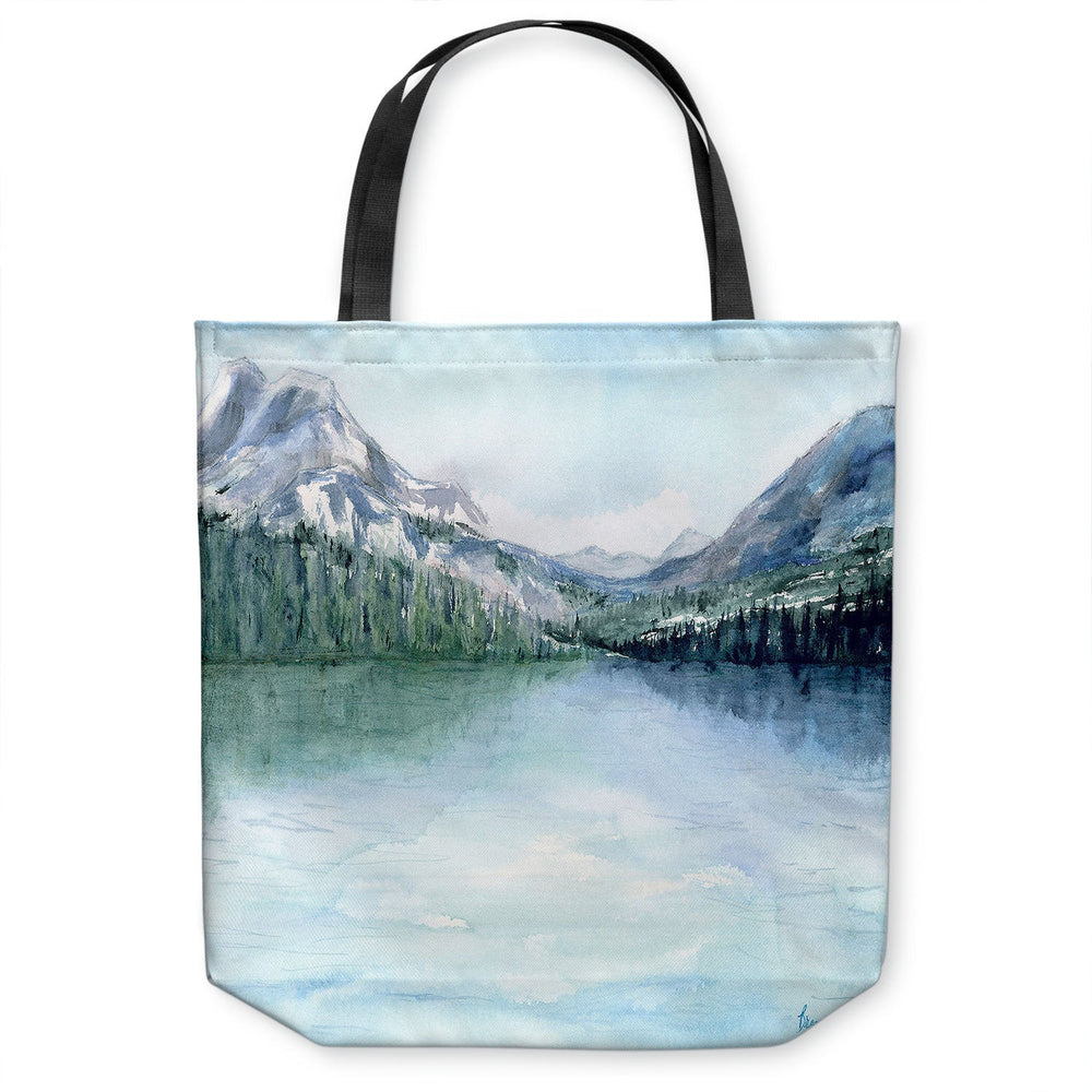 Misty Mountains Tote Bag - Watercolor Painting - Shopping Bag Brazen Design Studio Light Steel Blue