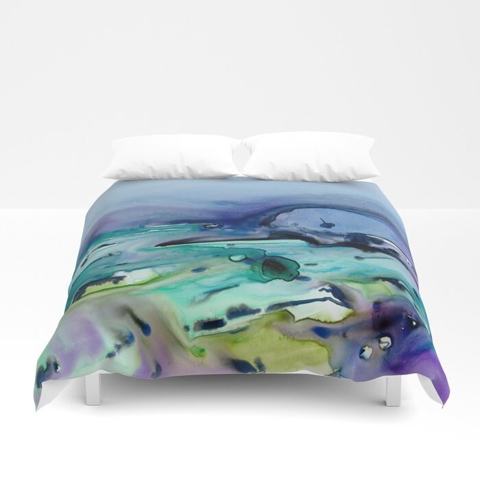 Abstract Vineyard Duvet Cover - Watercolour Painting Bedding - Twin Queen or King Size Duvet or Comforter Brazen Design Studio Dim Gray