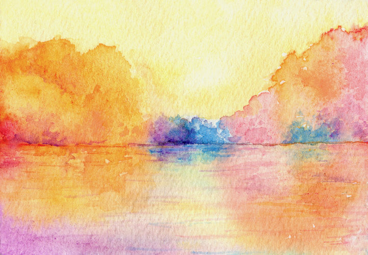Watercolor Painting - Autumn Reflections - Impressionist Seascape Art Print Brazen Design Studio Bisque