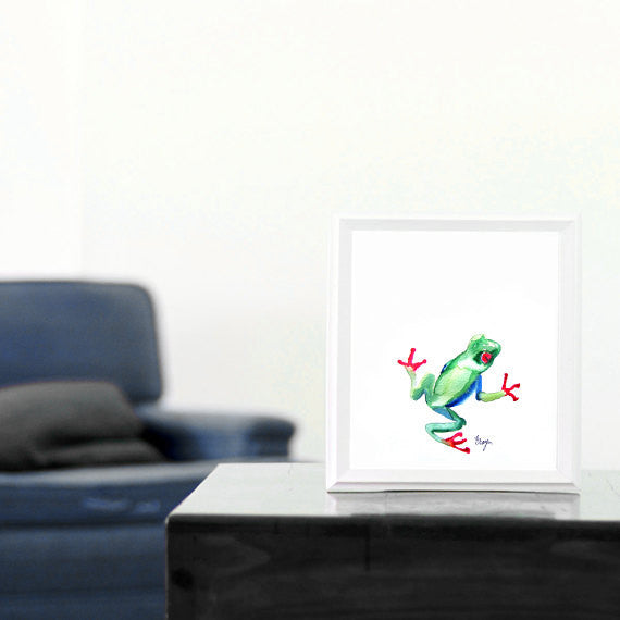 Tree Frog Art Japanese Brush Painting Art Print Brazen Design Studio Dark Slate Gray