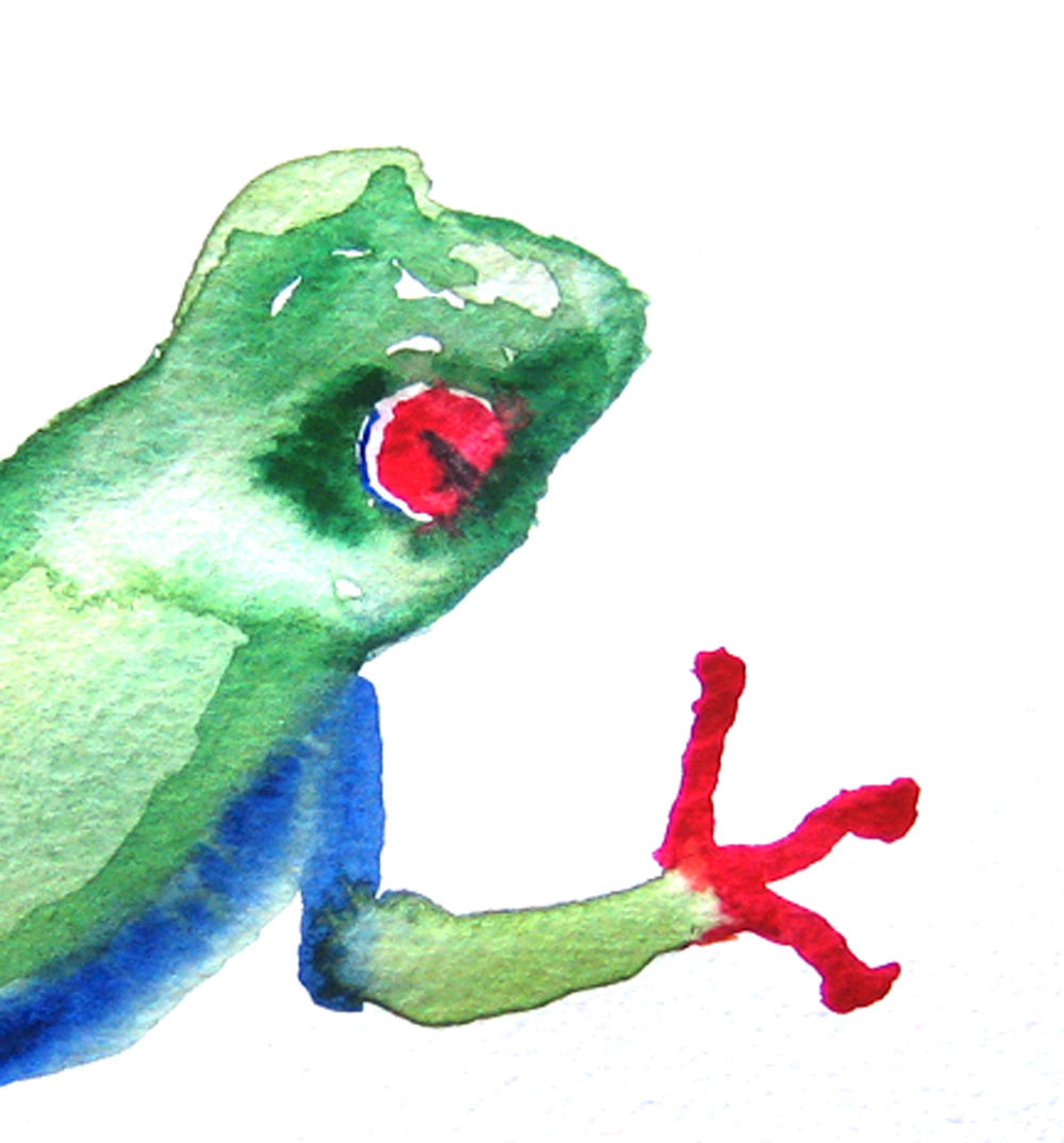 Tree Frog Art Japanese Brush Painting Art Print Brazen Design Studio Medium Sea Green