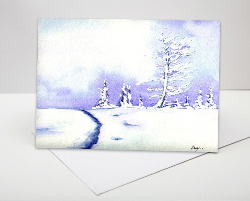 Custom Christmas Cards  - Personalized Pick ANY Painting Brazen Design Studio Light Steel Blue