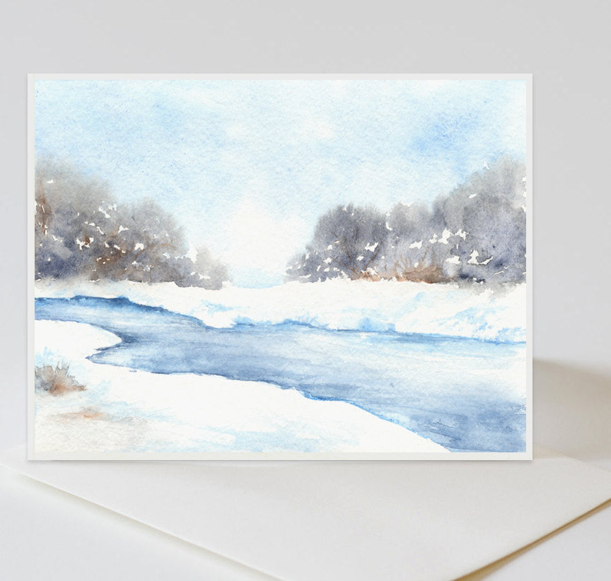 Mid Winter Landscape Painting Art Card Brazen Design Studio White Smoke