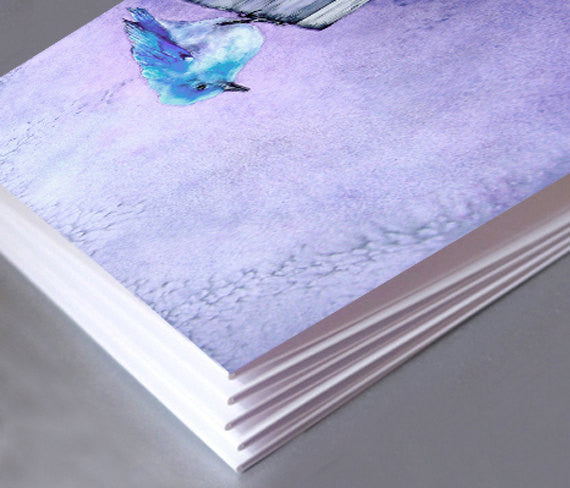 Bluebird Bliss Watercolour Painting Art Card Brazen Design Studio Light Steel Blue