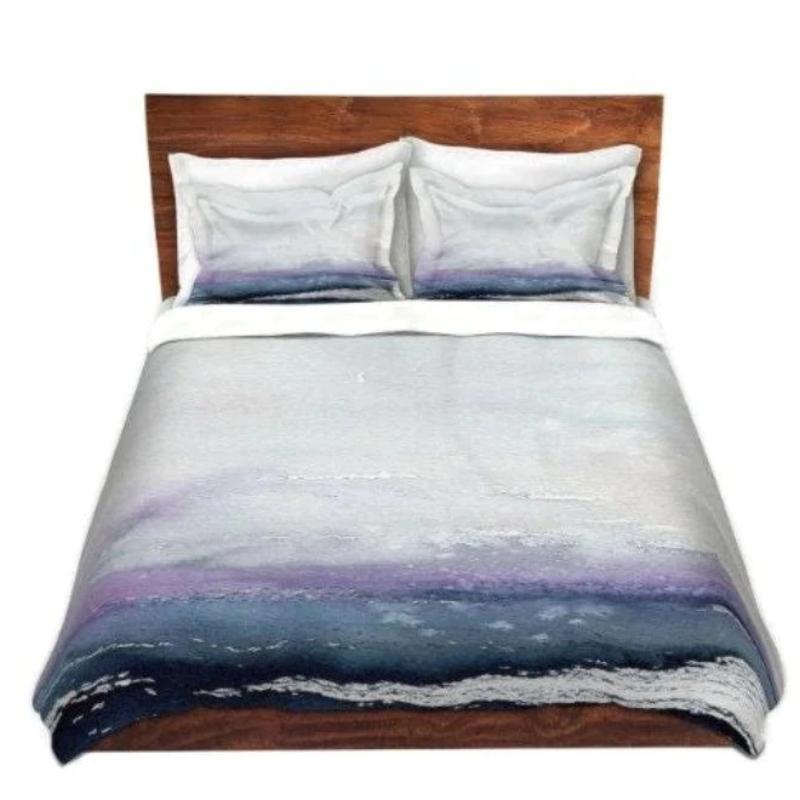 Abstract Ocean Duvet Cover - Love Letters - Seascape Nature Modern Bedding - Twin Queen or King Size Duvet or Comforter Brazen Design Studio Light Gray
