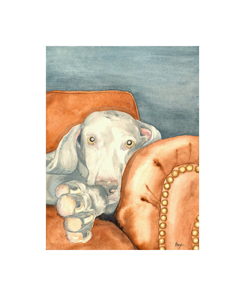 Weimaraner Dog Print - Pet Portrait Watercolor Painting - Art Print Brazen Design Studio White