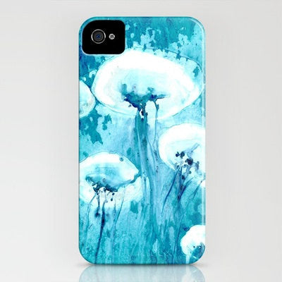 Phone Case Jellyfish Abstract Painting - Designer Cell Phone Cover - iPhone or Samsung Case Brazen Design Studio Sky Blue