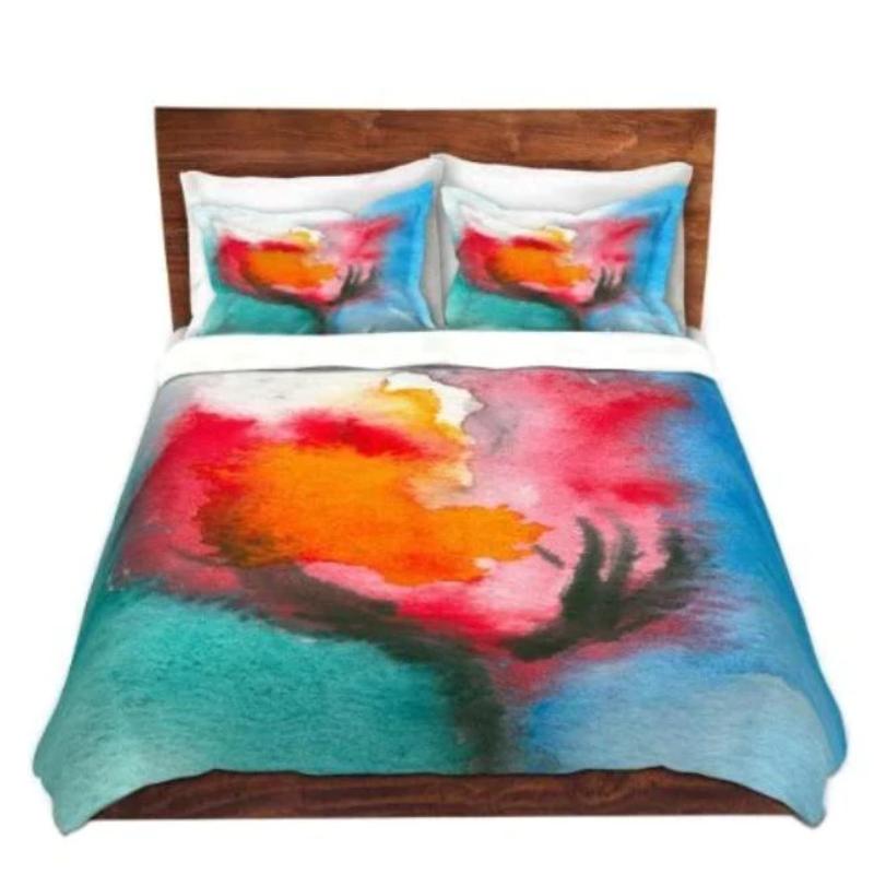 Abstract Tulip Floral Duvet Cover - Modern Bedding - Twin Queen or King Size Duvet or Comforter Brazen Design Studio Gray