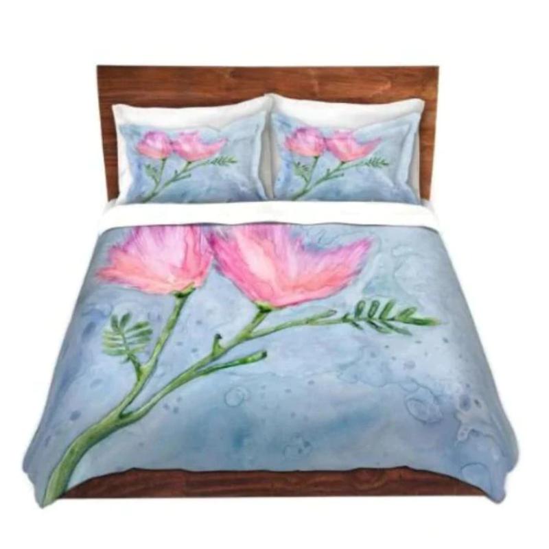 Albizia Silk Floral Duvet Cover - Modern Bedding - Twin Queen or King Size Duvet or Comforter Brazen Design Studio Dark Gray